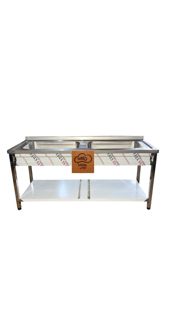 سینک صنعتی 190 دو لگنه طبقه دار-کارگاهی