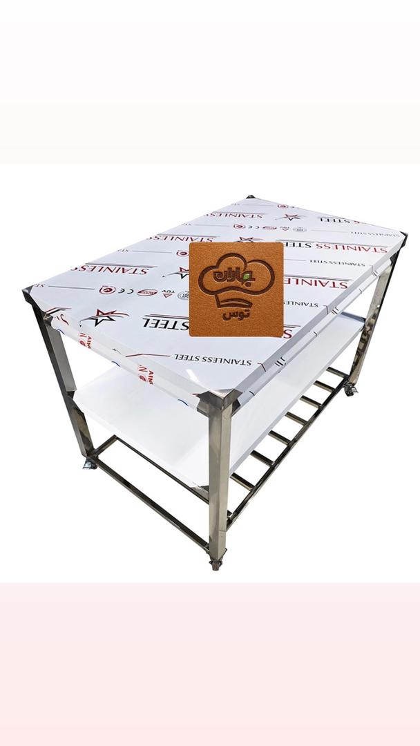 میز کار استیل طبقه‌دار 150 سانتی چرخدار-کارگاهی