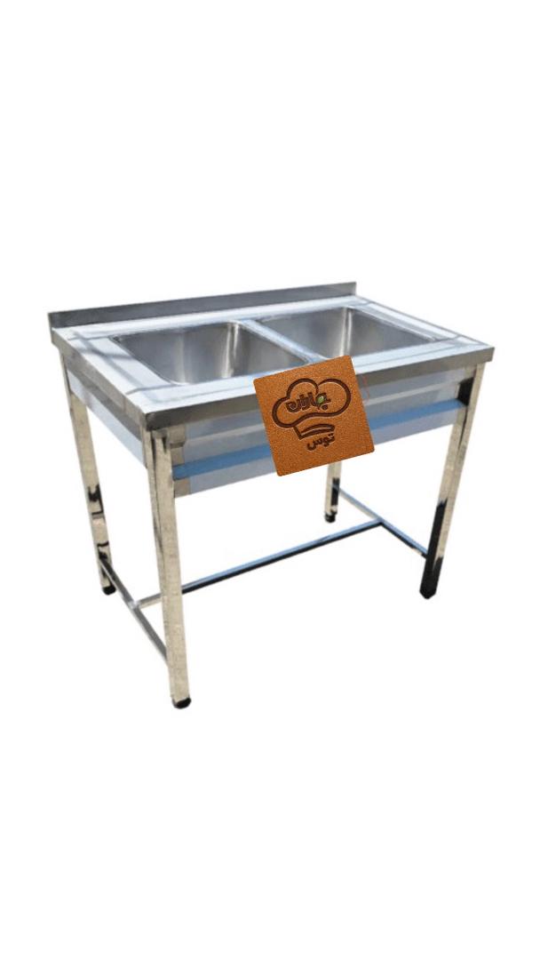 سینک صنعتی دو لگن یک متری-کارگاهی
